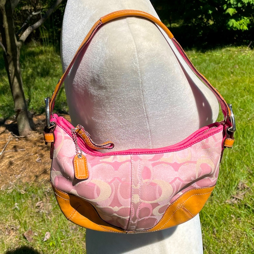 Coach's Authentic Vintage Jacquard Signature C Pattern Canvas Hobo